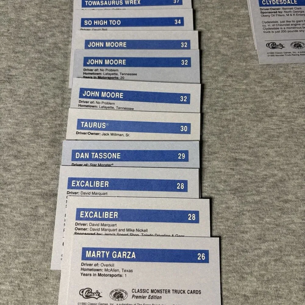 1990 Classic Monster Truck Cards Lot of 137 with Grave Digger Carolina Crusher‎